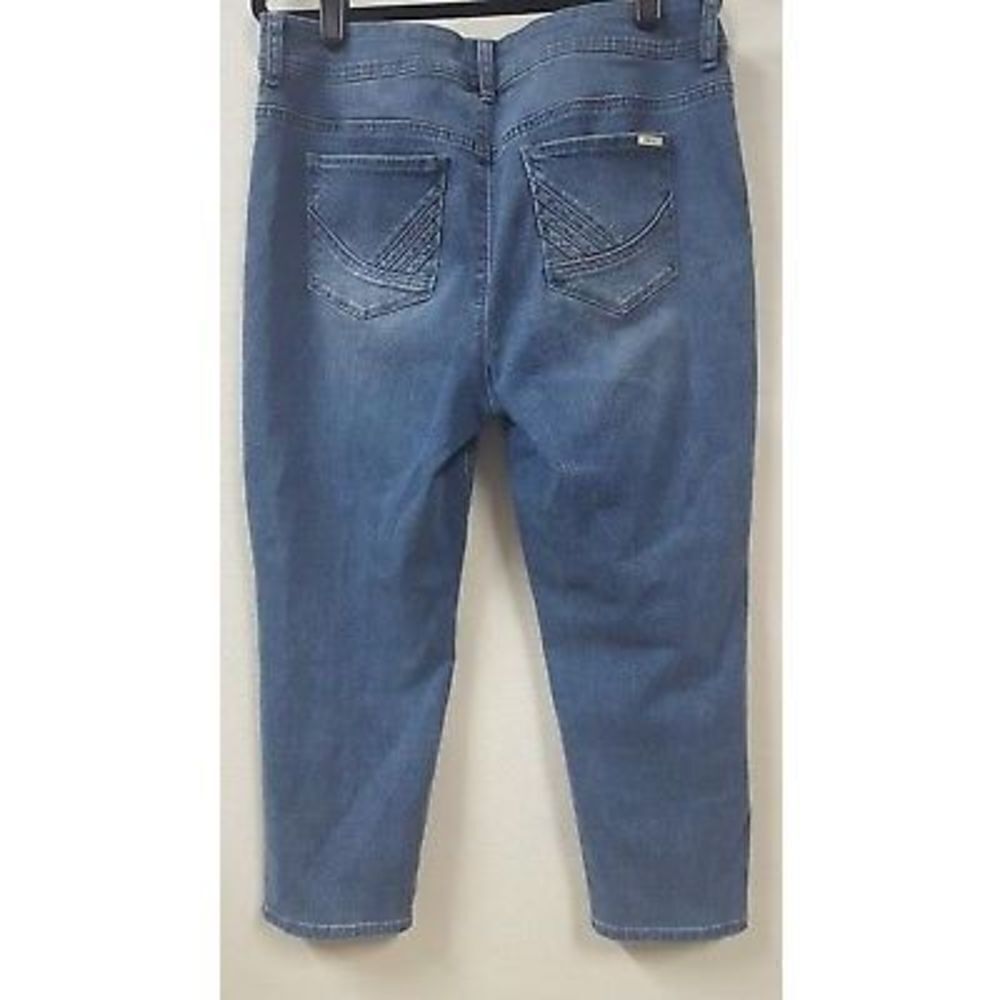 Chicos SO SLIMMING Blue Crop Capri Jeans Size 1 Medium Bedazzled  Pockets - Picture 4 of 6